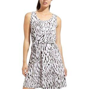 ATHLETA‎ Sleeveless Black & White Abstract Print Wrap Dress With Belt Tie M